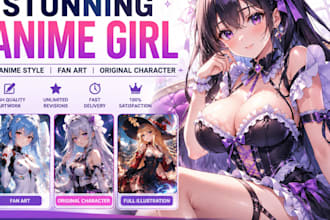 draw anime girl, anime style ecchi nsfw fanart  original characters for you