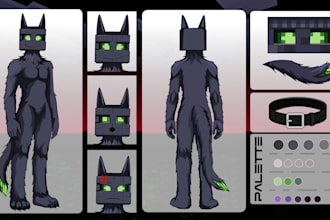 create a professional furry character reference sheet