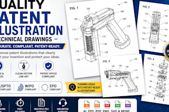 do high quality patent illustration technical drawings for patent filing