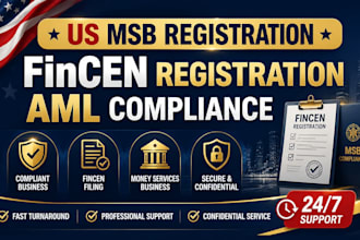 help with fincen msb registration, aml policy, and bsa compliance