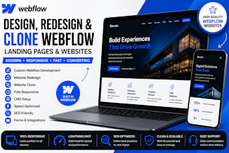 design and redesign webflow landing page website,  clone webflow website design