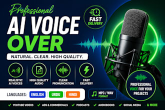 generate natural ai voice over in english, urdu or hindi