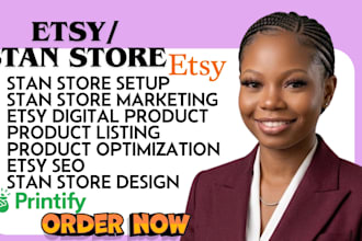 setup etsy shop stan store marketing  etsy seo design etsy digital products