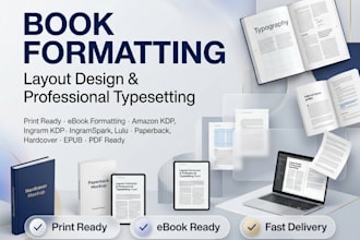 do book formatting, book layout design and typesetting for print and ebook