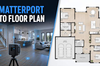 draw 2d floor plan from matterport scan, PDF or sketch for real estate