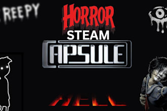 design horror steam capsule art, game cover art, steam banner and store assets