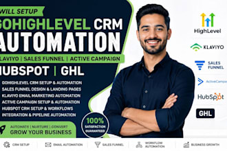 setup gohighlevel CRM automation klaviyo sales funnel activecampaign hubspot ghl