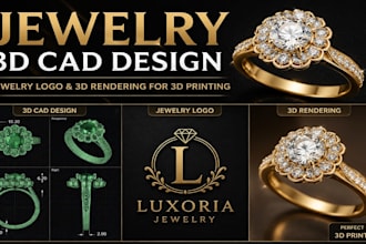 do jewelry 3d cad design, jewelry logo and 3d jewelry rendering for 3d printing