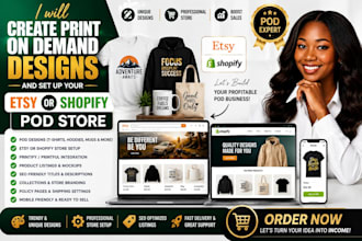 setup etsy print on demand design shopify etsy  store etsy pod seo with printify