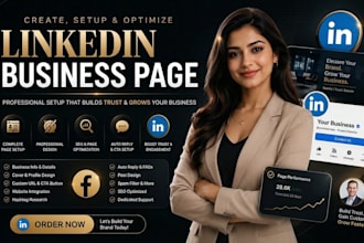 setup linkedin business company page, ad campaign and post content