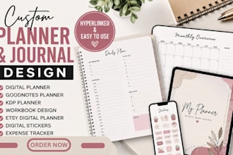 design a hyperlinked digital planner for goodnotes with expense tracker