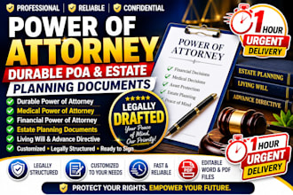 draft power of attorney, durable poa and estate planning documents