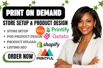 set up etsy print on demand store printify or printful etsy shopify pod store