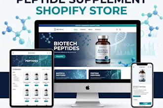 design a peptide supplement website, shopify peptide store, supplement website