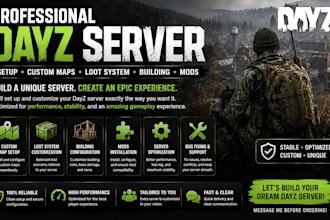 dayz server setup, loot system, base building, server mods, script and clothings