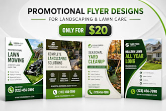 design lawn care, landscaping, organic, agriculture flyer and door hanger