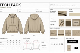 create professional fashion tech park sewing pattern and technical flat sketch
