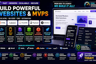 build static HTML website, adalo mvp, tinacms, payload cms, ansible