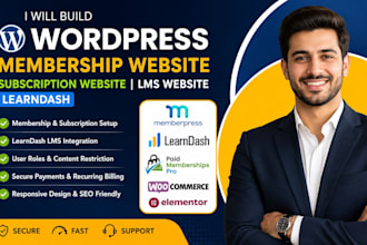 build wordpress membership website subscription website lms website learndash