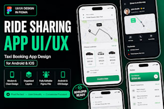 design ride sharing app taxi booking ui ux in figma for android and ios
