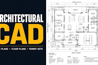 do architectural cad drafting site plan and adu floor plan