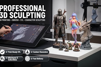do 3d sculpting 3d character sculpting 3d model product sculpt for 3d printing