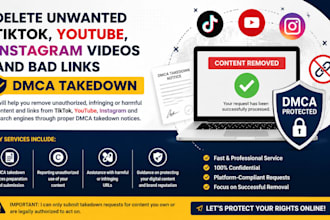 delete unwanted tiktok, youtube, instagram videos and bad links dmca takedown