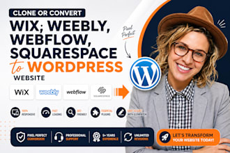 convert wix, webflow, squarespace or weebly to wordpress