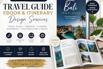 design a premium travel guide, trip itinerary, vacation ebook