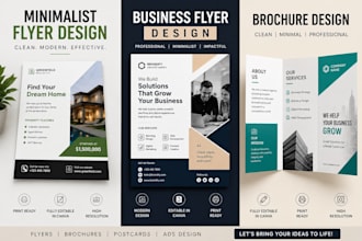create minimalist flyer, ads design, business flyer, brochure design on canva