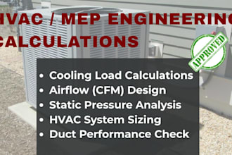 mep, hvac sizing and cooling load, airflow, cfm and static pressure calculations