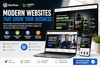 launch rebuild cart store, custom supplement wordpress website, next gen website