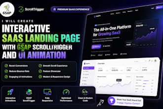 create interactive saas landing page with gsap scrolltrigger and UI animations