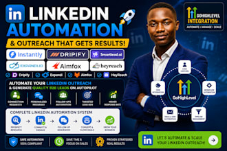 setup linkedin automation and outreach with expandi dripify heyreach aimfox ,b2b