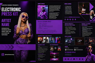 do artist epk design dj press kit media kit or one sheet with clickable link