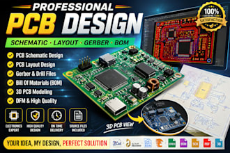design pcb circuit, pcb design, pcb schematic, fabrication gerber and bom