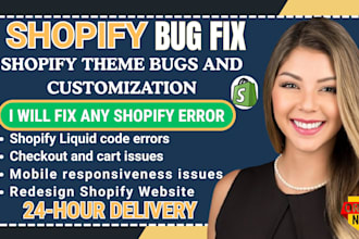 fix shopify website, custom theme bugs, shopify checkout error, inventory error