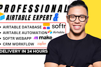 setup airtable database, airtable automation, airtable crm workflow softr webapp