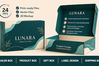 design premium mailer box, packaging box, amazon box and gift box with 3d mockup
