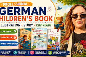 create german childrens book illustrations and KDP picture book design