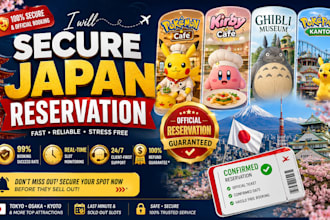 secure pokemon cafe, kirby cafe, ghibli museum and poke park kanto reservation