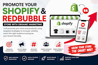promote your shopify and redbubble store for more visibility