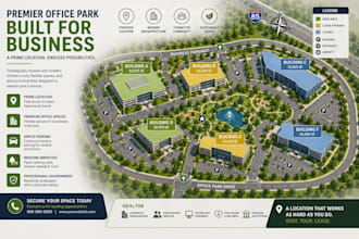 design commercial real estate map, office park property site plan sales map