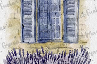 paint a custom digital watercolor portrait of your porch or window