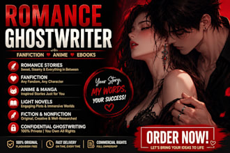 be your romance ghostwriter, fanfiction, and anime story writer