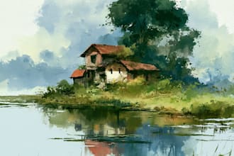 draw a watercolor landscape illustration