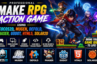 make rpg action game using cocos2d defold, phaser, godot, html5, solar2d, mugen