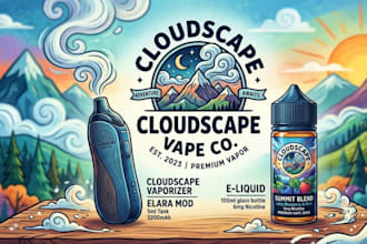 create a custom illustrative vape logo and product