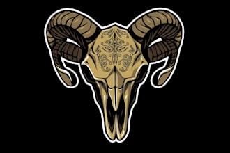 do unique ram skull logo with unlimited revisions