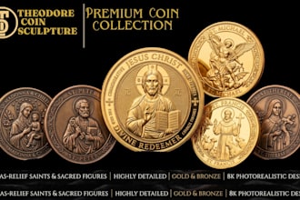 sculpt 3d coin bas relief, 3d medal, medallion cnc engraving, printable coin stl